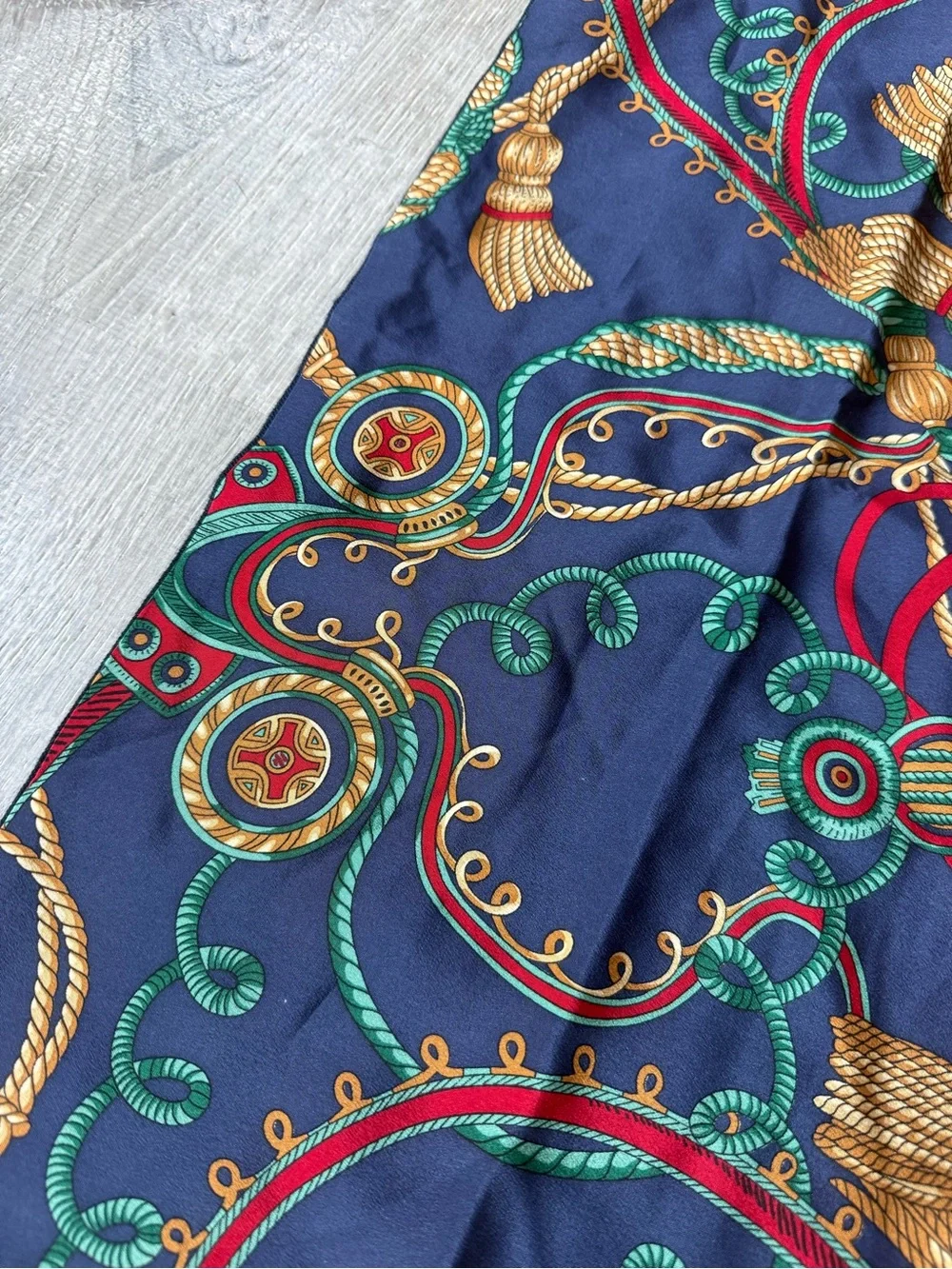 Vintage 100% Silk & Wool Nautical Design Scarf Charter Club Old Money luxury